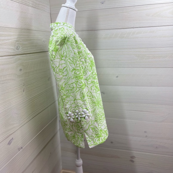 Lilly Pulitzer Newbury Beaded Draw the Line Faille Floral Tunic 8 FREE SHIP - Picture 2 of 6